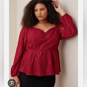 Torrid peplum long puff sleeve lace top blouse 5X 28 5 new NWT